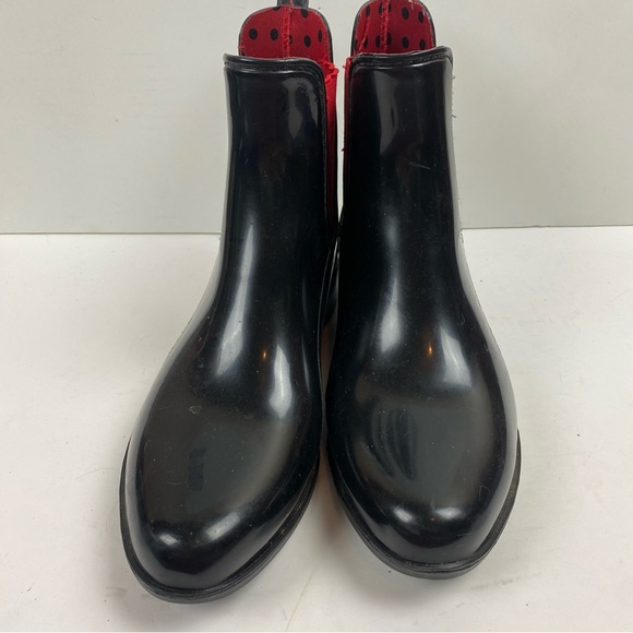 Ralph Lauren Black Red Tally Rubber Short Rain Boots Size 8 - Picture 4 of 14